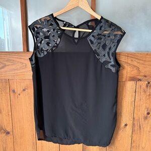 Women's Black Lace-Yoke Sleeveless Camisole